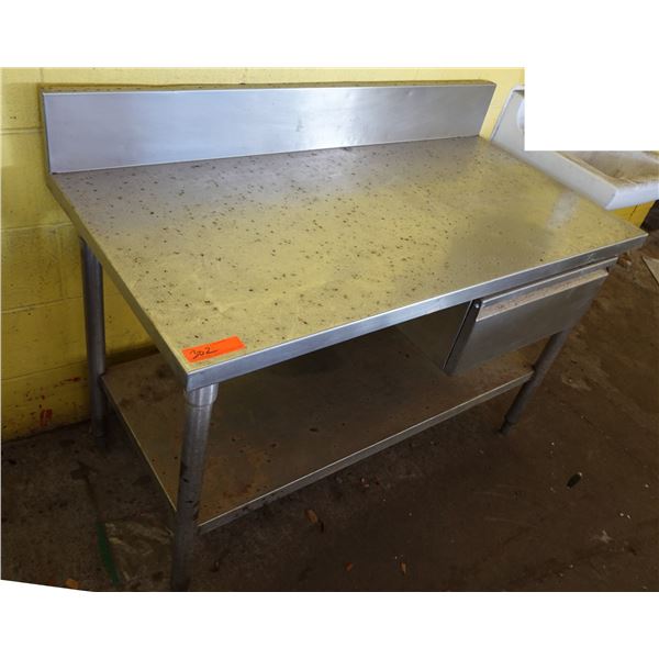 Metal Work Table w/ Backsplash, Drawer & Undershelf 48" x 24" x 30"H