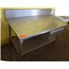 Image 1 : Metal Work Table w/ Backsplash, Drawer & Undershelf 48" x 24" x 30"H