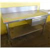 Image 2 : Metal Work Table w/ Backsplash, Drawer & Undershelf 48" x 24" x 30"H