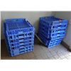 Image 1 : Qty 15 Love's Bakery Blue Plastic Stacking Bread Trays  22" x 25" on Rack