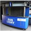 Image 1 : IRP Bud Light Concession Kiosk Cart on Wheels 115" x 33" x 88"H w/ Black 2-Section Beverage Cooler