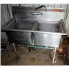 Image 1 : Metal 2-Basin Commercial Sink w/ Faucet 44" x 22" x 37"H