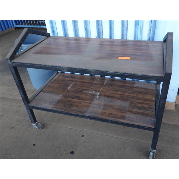 Metal 2-Tier Utility Cart on Wheels w/ Laminate Shelves 48" x 24" x 32"H