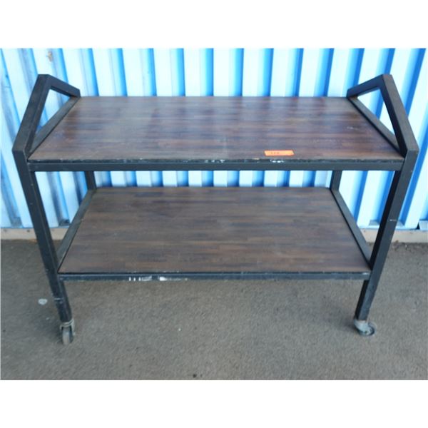 Metal 2-Tier Utility Cart on Wheels w/ Laminate Shelves 48" x 24" x 32"H
