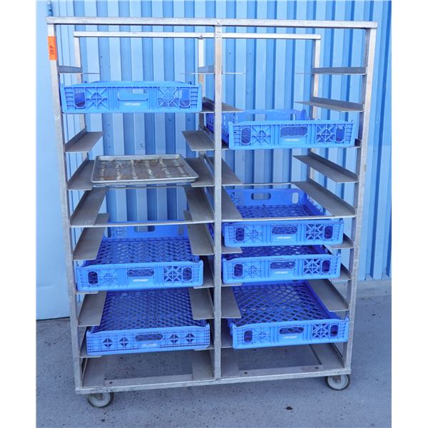 Sammons Metal 2-Section Pan Rack w/ Pan & Bread Trays 51" x 30" x 69"H