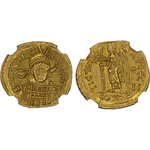 ROMAN EMPIRE: Leo I, 457-474 AD, AV solidus (4.44g), Constantinople, 462-466 AD, NGC Choice XF