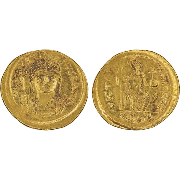 BYZANTINE EMPIRE: Justin II, 565-587, AV solidus (4.50g), Constantinople, XF