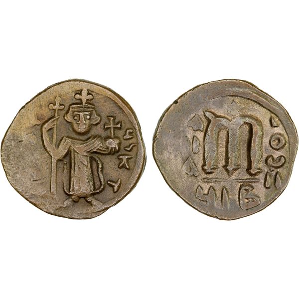 ARAB-BYZANTINE: Pseudo-Byzantine series, ca. 640s-660s, AE fals (folles) (3.31g), NM, XF