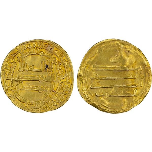 ABBASID OF YEMEN: al-Mu'tasim, 833-842, AV dinar (3.83g), San'a, AH224, VF