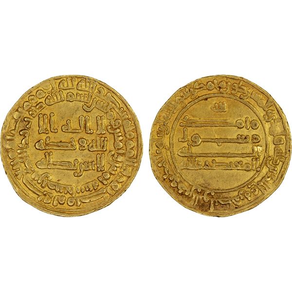 ABBASID OF YEMEN: al-Mu'tadid, 892-902, AV dinar (2.90g), San'a, AH285, choice XF