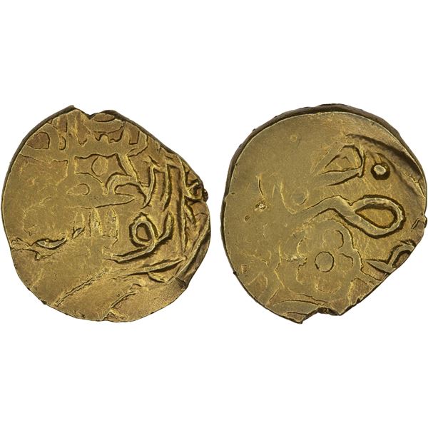 QALHATI AMIR: Turanshah III, 1512-1521, AV dinar (1.45g), Jarun, AH9xx, crude VF