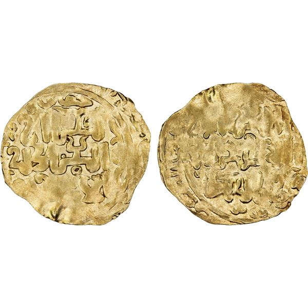 GREAT MONGOLS: Anonymous, ca. 1220s-1230s, AV dinar (3.14g), Khujanda, ND, VF