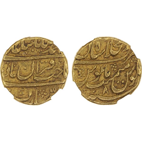 MUGHAL: Muhammad Shah, 1719-1748, AV mohur, Shahjahanabad (Delhi), year 8, NGC AU50