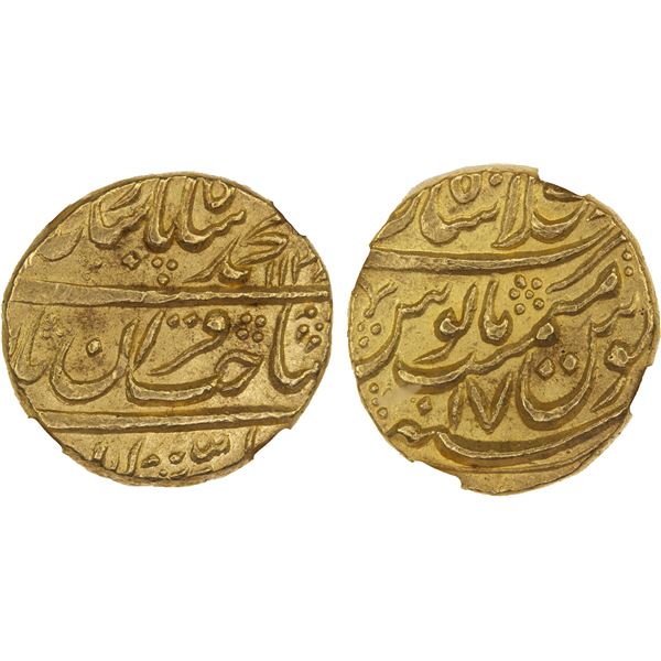 MUGHAL: Muhammad Shah, 1719-1748, AV mohur, Shahjahanabad (Delhi), AH1147 year 17, NGC MS64