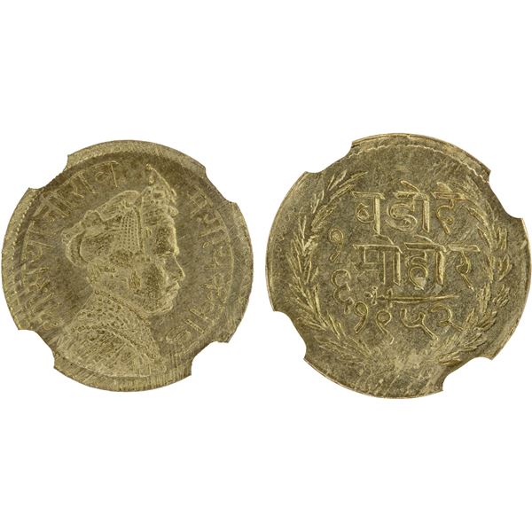 BARODA: Sayaji Rao III, 1875-1938, AV 1/6 mohur, VS1952 (1895), NGC MS63