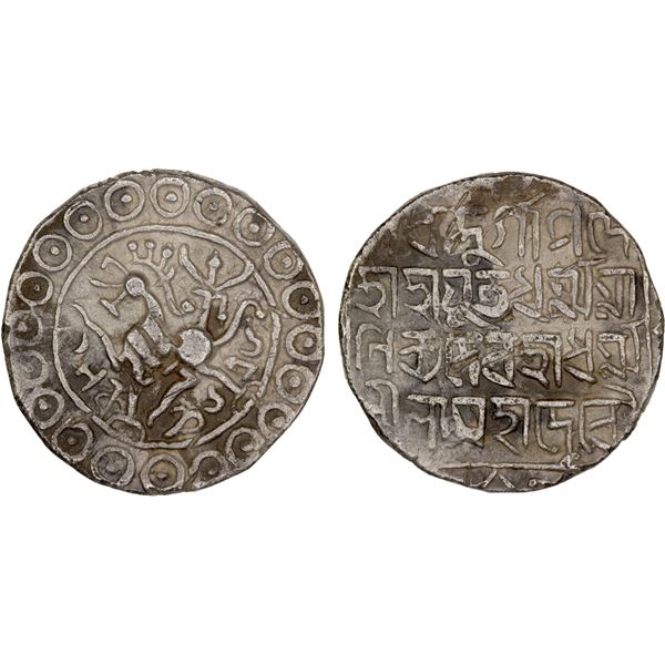 TRIPURA: Dharma Manikya, 1714-? and 1728-1739, AR tanka (10.38g), SE1636 (1714), attractive VF