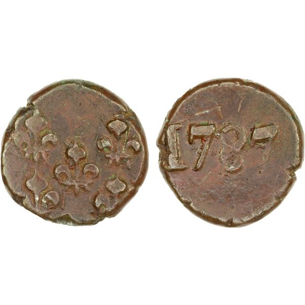 FRENCH INDIA: AE biche (7.12g), Mahé, 1787, bold VF