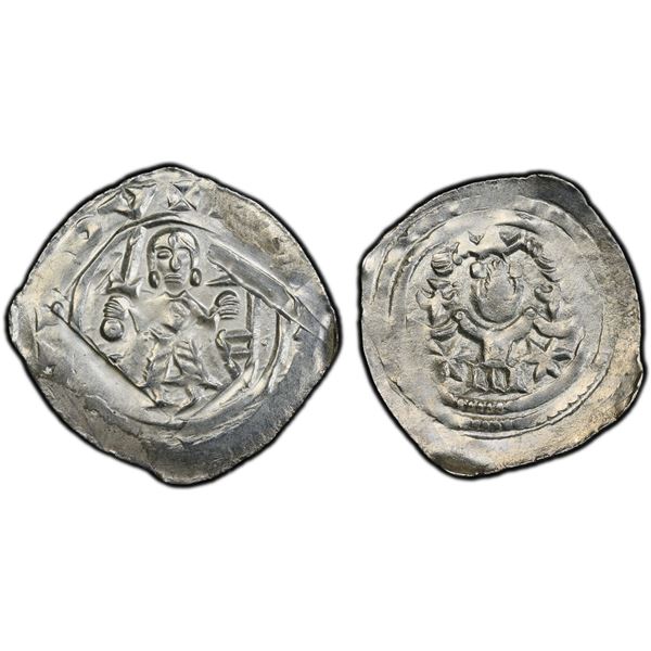 AUSTRIA: CARINTHIA: Bernhard von Spanheimer, 1202-1256, AR pfennig, Laibach, ND (1230-34), PCGS MS63