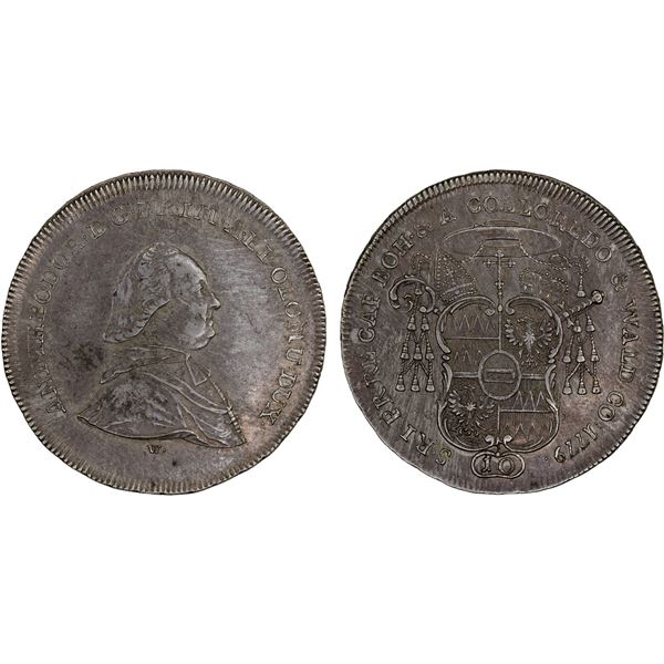 AUSTRIA: OLMÜTZ: Antonín Theodor of Colloredo-Waldsee, 1777-1811, AR 10 kreuzer, 1779, XF-AU