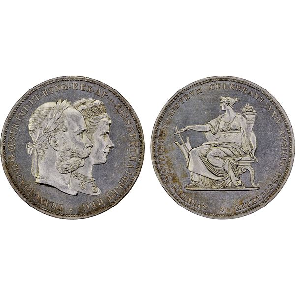 AUSTRIA: Franz Joseph I, 1848-1916, AR 2 florin, 1879, UNC