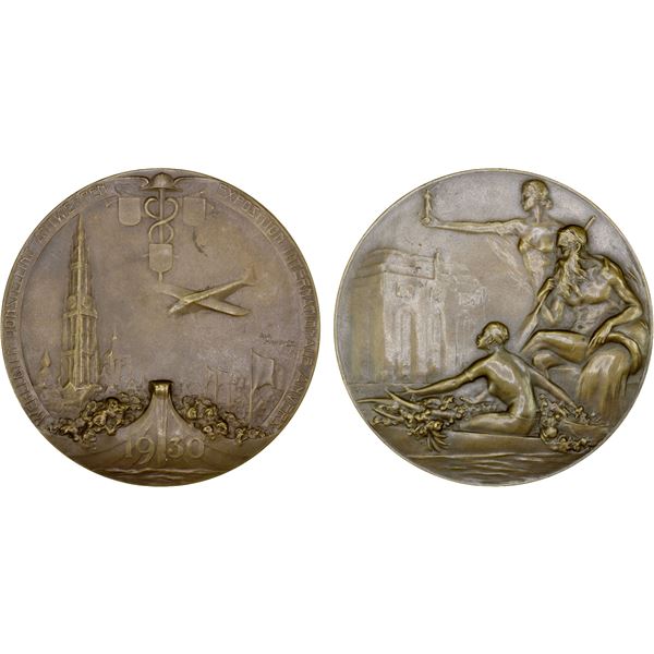 BELGIUM: AE medal (116.4g), 1930, XF-AU