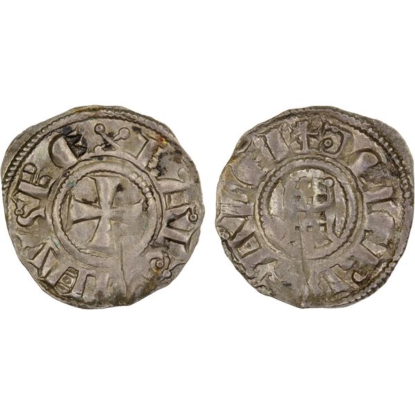 CRUSADER KINGDOMS: Kingdom of Jerusalem: Baldwin III, 1143-1163, AR denier (0.96g), ND, XF