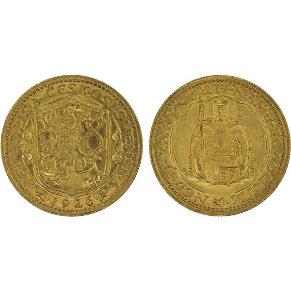 CZECHOSLOVAKIA: Republic, AV dukat, 1926, UNC