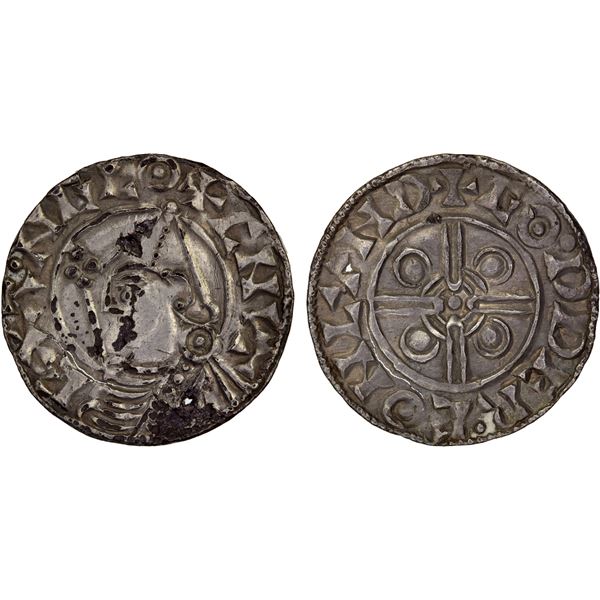 DENMARK: Knud II den Store ('the Great'), 1019-1035, AR penny (0.96g), Lund Mint, VF