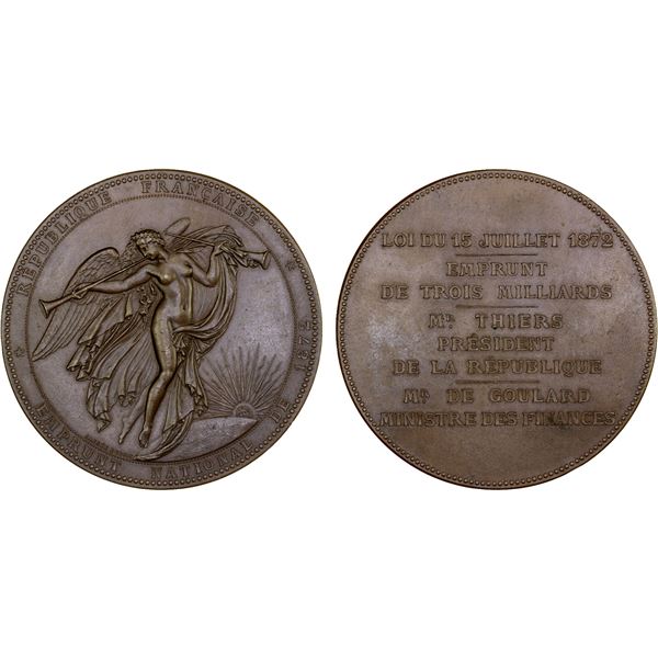 FRANCE: AE medal (132.5g), 1872, AU