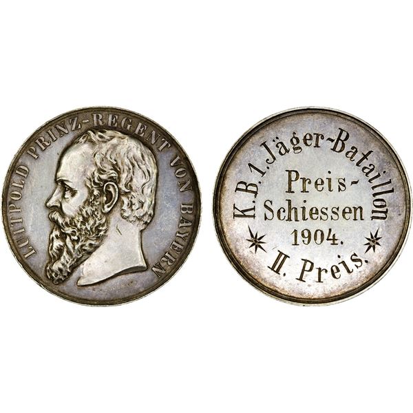 BAVARIA: Luitpold, as prince regent, 1886-1912, AR medal (34.64g), 1904, Choice VF