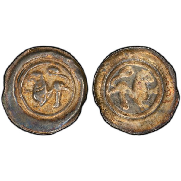 BRUNSWICK-LÜNEBURG: Henry (The Lion), 1142-1195, AR bracteate, ND (1195-1213), PCGS AU55
