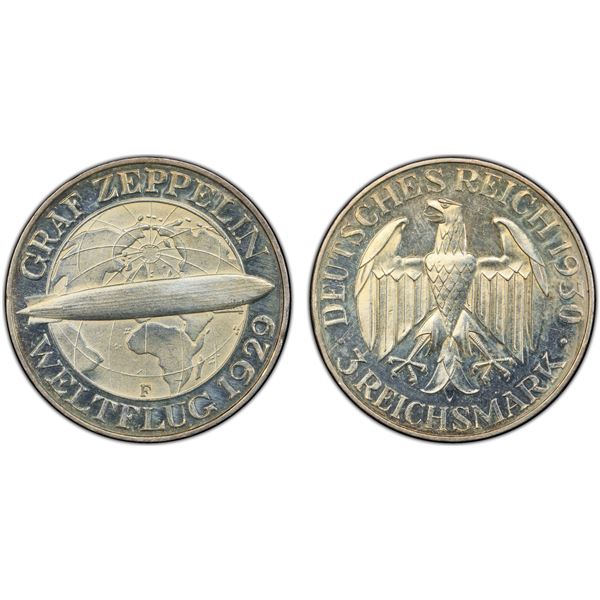 GERMANY: Weimar Republic, AR 3 reichsmark, Stuttgart, 1930-F, PCGS Proof 62 CAM