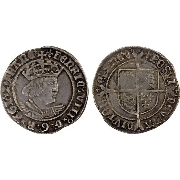 ENGLAND: Henry VIII, 1509-1547, AR groat (2.56g), VF