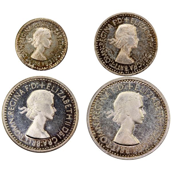 GREAT BRITAIN: Elizabeth II, 1952-2022, AR maundy set, 1953, UNC