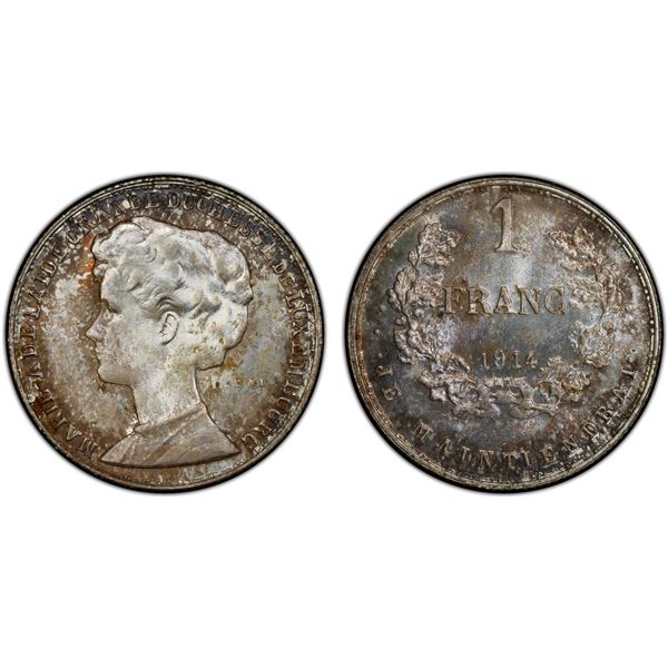 LUXEMBOURG: Marie-Adelaïde, 1912-1919, AR franc, 1914, PCGS Specimen 66
