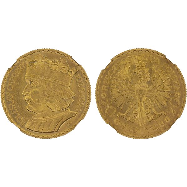 POLAND: Republic, AV 20 zlotych, 1925(w), NGC MS63
