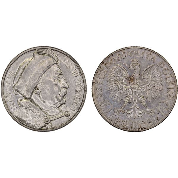 POLAND: Republic, AR 10 zlotych, 1933, XF-AU