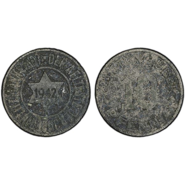 POLAND: LODZ: Litzmannstadt Ghetto, 10 pfennig, 1942, PCGS XF details
