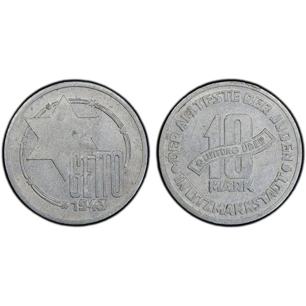 POLAND: LODZ: Litzmannstadt Ghetto, 10 mark, 1943, PCGS MS62