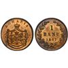 Image 1 : ROMANIA: Carol I, as Prince, 1866-1881, AE banu, 1867-H, PCGS Specimen 64 RB