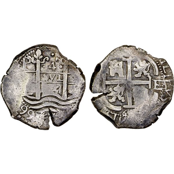 BOLIVIA: Felipe IV, 1621-1665, AR 4 reales (13.69g), 1665-P, VF