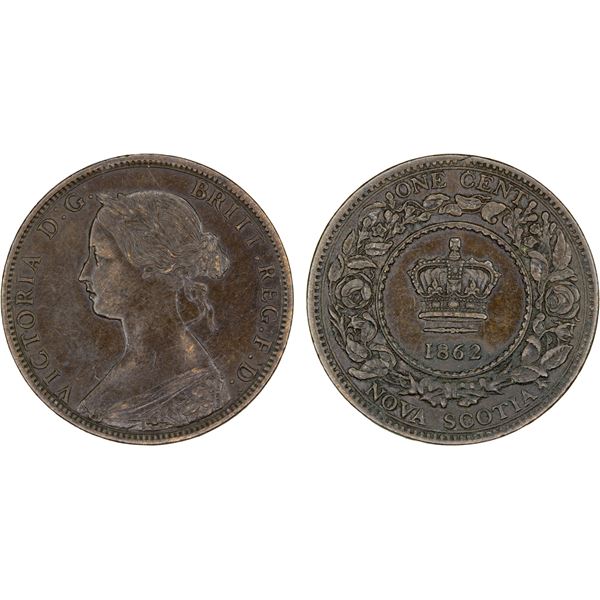 NOVA SCOTIA: Victoria, 1837-1901, AE cent, 1862, XF-AU
