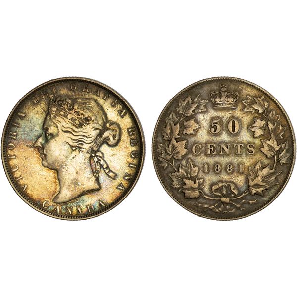 CANADA: Victoria, 1837-1901, AR 50 cents, 1881-H, F-VF
