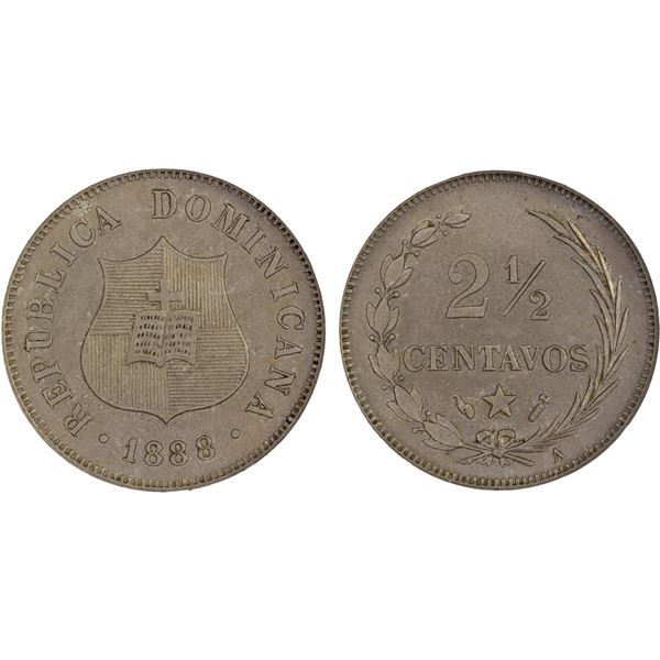 DOMINICAN REPUBLIC: 2½ centavos, 1888-A, NGC MS63