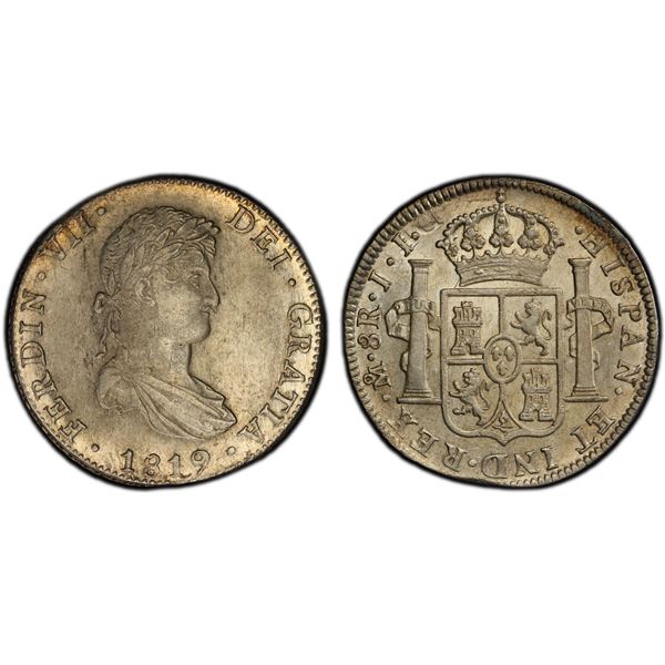 MEXICO: Fernando VII, 1808-1821, AR 8 reales, 1819-Mo, PCGS AU55