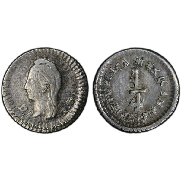 MEXICO: Republic, AR 1/4 real, 1843-Do, PCGS XF details