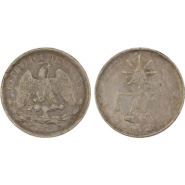MEXICO: Republic, AR peso, 1872-Mo, AU