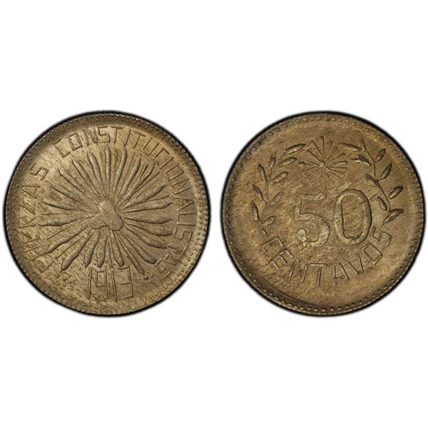 MEXICO: Revolutionary Issue, AR 50 centavos, Hidalgo del Parral, Chihuahua, 1913, PCGS MS63