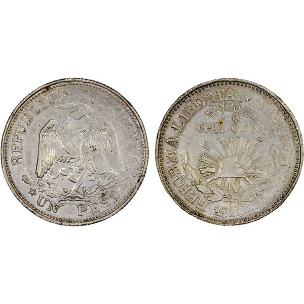 MEXICO: Revolutionary Issue, AR peso, Guerrero, Taxco, 1915, XF