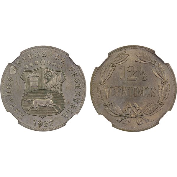 VENEZUELA: Republic, 12½ centimos, 1927, NGC MS64